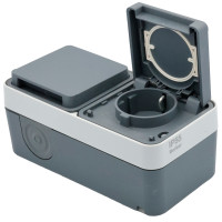 Розетка з з/к подвійна горизонтальна IP55, сіра, 16А/250В W.1