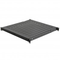 Полка 19" 4 точки крепл. , 600мм глуб. , перфорированная , сталь , 2,0мм , черная