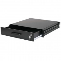 Ящик выдвижной для документов 19" с замком, 2U 450 мм глубина, черный 