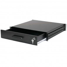 Ящик выдвижной для документов 19" с замком, 2U 450 мм глубина, черный 