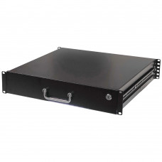 Ящик выдвижной для документов 19" с замком, 2U 450 мм глубина, черный 