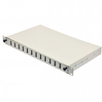 Patch Panel 24 ports 12 SCDuplex, empty, cable glands for 6xPG16 and 6xPG11, 1U, gray.