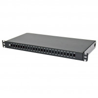 Patch panel fixed for 24 ports SC-Simpl./LC-Dupl., empty, cable entries for 4xPG13.5, 1U, black