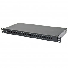 Патч-панель фіксована 24 порти SC-Simpl./LC-Dupl., пуста, каб.вводи для 4xPG13.5+відгиб, 1U, чорна