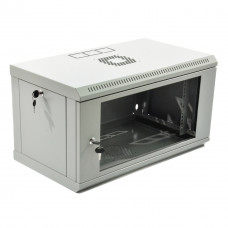 Шкаф 6U, 600х400х373 мм (ШxГxВ), L-type, акриловое стекло, серый