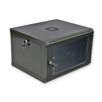 Cabinet 6U, 600x500x373 mm (W * D * H), Economy, acrylic glass, blacky. 