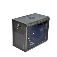 Cabinet 9U, 600x350x507 mm (W * D * H), Economy, acrylic glass, black. 