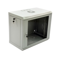Cabinet 9U, 600x350x507 mm (W * D * H), Economy, acrylic glass, gray. 