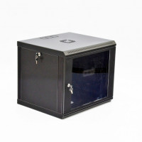 Cabinet 9U, 600x500x507mm (W * D * H), Economy, acrylic glass, black.  