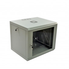Cabinet 9U, 600x500x507 mm (W * D * H), Economy, acrylic glass, gray. 