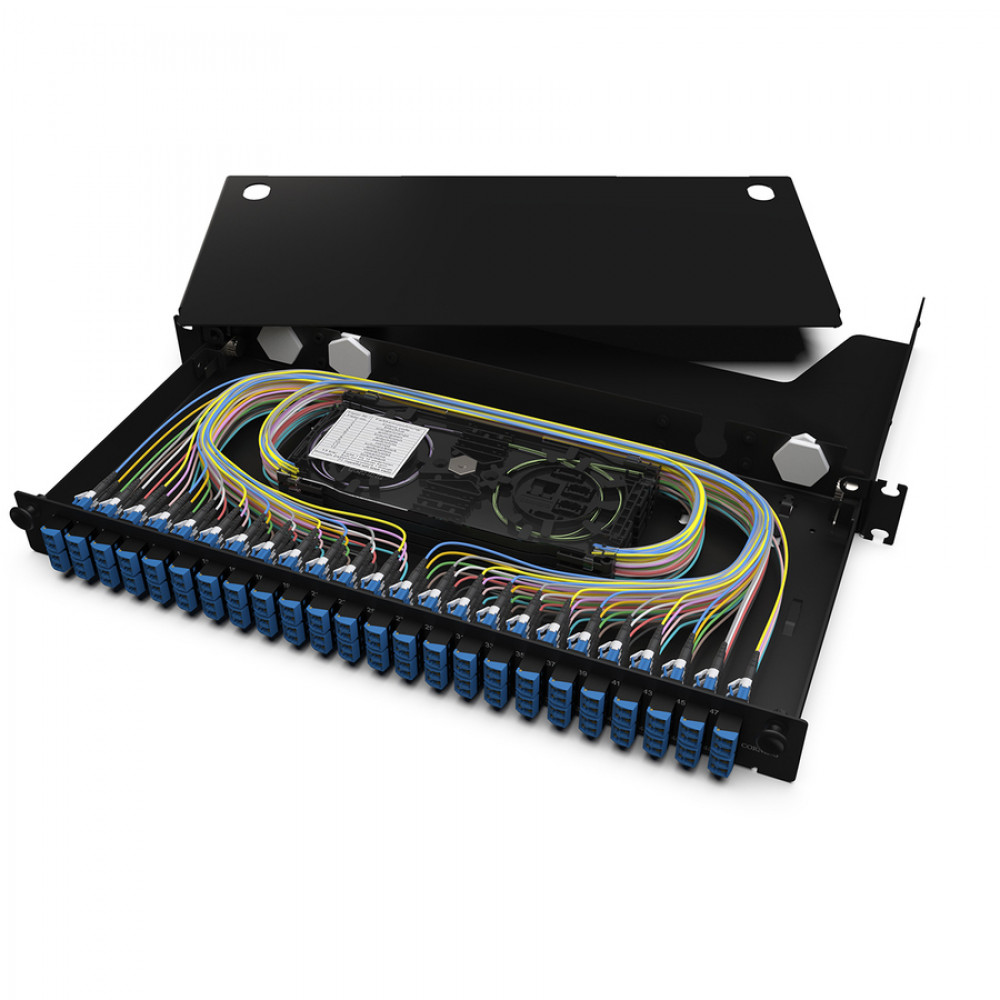 LANscape® Fiber Housing loaded with LC Duplex UPC shuttered adapters