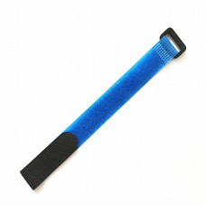 Кабельный хомут на липучке (Velcro) с пластиковым кольцом, 300x20 мм, 10 шт, синий