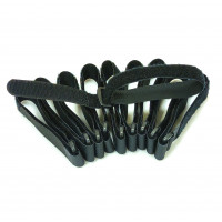 R Type (w/h Plastic Ring Belt) Velcro Cable Tie,  Head Hook : Normal Hook, 20mm x 30cm, [BK], ROHS, 10PCS / Bag