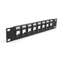 10"-1U Unload Patch Panel, For Keystone Insert, 8 Ports, with Bezel Frame