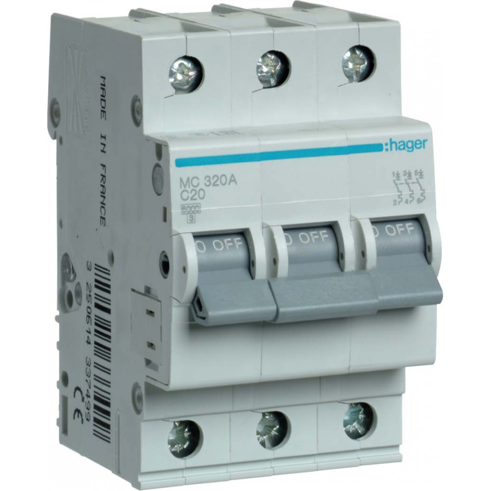 Автоматичні вимикачі, 6кА, 3п, In=20 А, Артикул MCN320 - фото товару  1