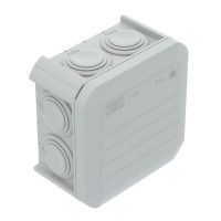 T-series junction box with cable entries, 90x90x52, IP55, UV-resistant, impact-resistant polypropylene