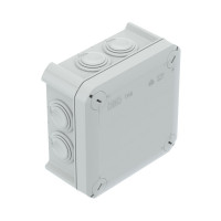 T-series junction box with cable entries, 114x114x57, IP66, UV-resistant, impact-resistant polypropylene