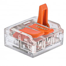 Клема швидкозатискна 3-контактна, універсальна, 0,5-6 мм², прозора, ТОКО