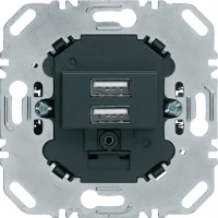 USB-розетка подвійна,  230В,  антрацит
