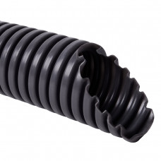 Гофро-труба D32 мм, в бетон (750 N/5 см), PVC внутр./наружная с протяжкой, УФ стойкая, 50 м, черная, KOPOS