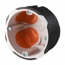 Коробка приборная в пустотелые стены; противопожарная; с вспенивающимся материалом при пожаре; с эластичными вводами; ПП; Ø68х45мм