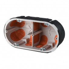 Коробка приборная в пустотелые стены двойная; противопожарная; с вспенивающимся материалом при пожаре; с эластичными вводами; ПП; глубина 50мм