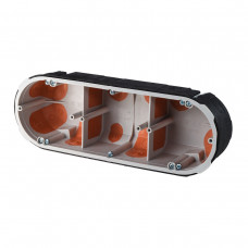 Коробка приборная в пустотелые стены тройная; противопожарная; с вспенивающимся материалом при пожаре; с эластичными вводами; ПП; глубина 50мм