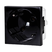 Розетка модульная 45х45х40 мм, с заземлением, без защитных шторок; PC-ABS, черная; Серия Quadro