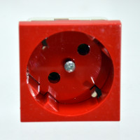 Socket modular 45х45 with grounding, Quadro Series, red