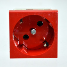 Розетка модульная 45х45 с заземлением, серия Quadro, красная