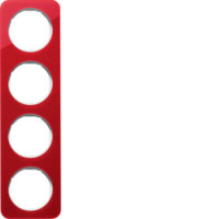 Рамка 4Х червоний прозорий/пол.білизна, акрил, R.1
