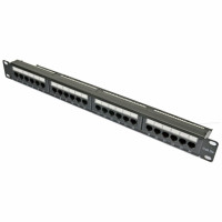 UTP CAT5e patch panel, 24 ports with cable management