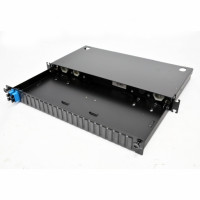   LANscape® Fiber Housing front panel loaded with SC UPC adapters (Breakout version), 4 Fibers, 1U, SMF-28® Ultra fiber, black