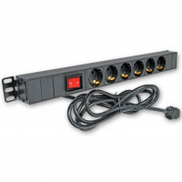 Block 19 "to 6 sockets, 16A, with switch, 3m cord, 1U