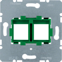 Опорна пластина для модульних роз'ємів з зеленою вставкою, 2-кратна