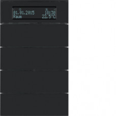 Клавішний сенсор з рег.темп-ри і дисплеєм, 4-канал., скло - чорний, B.IQ