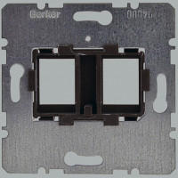 Berker S1 Support plate for modular connectors with brown insert,a double S.1