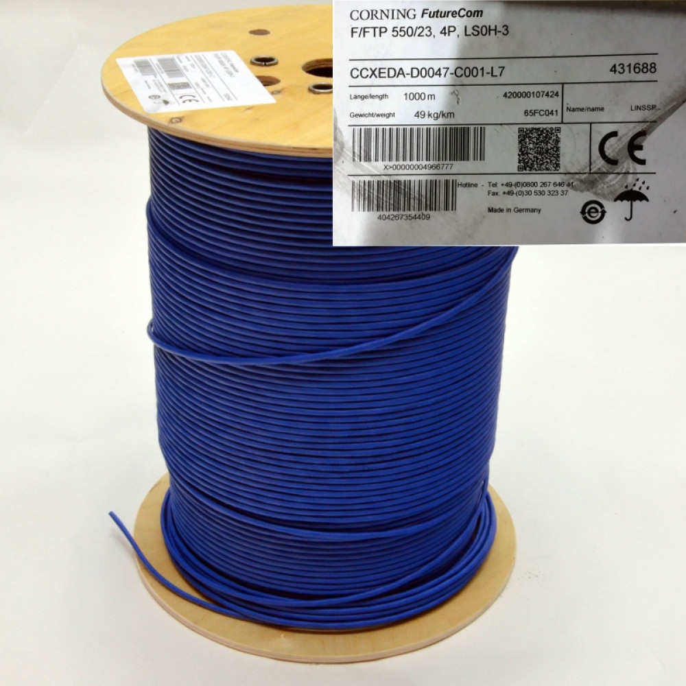 Products archive, 1000, Indoor use, F/FTP, cat 6A, FRNC/LSZH, Blue, Product Code CCXEDA-D0047-C001-L7 - product image 3