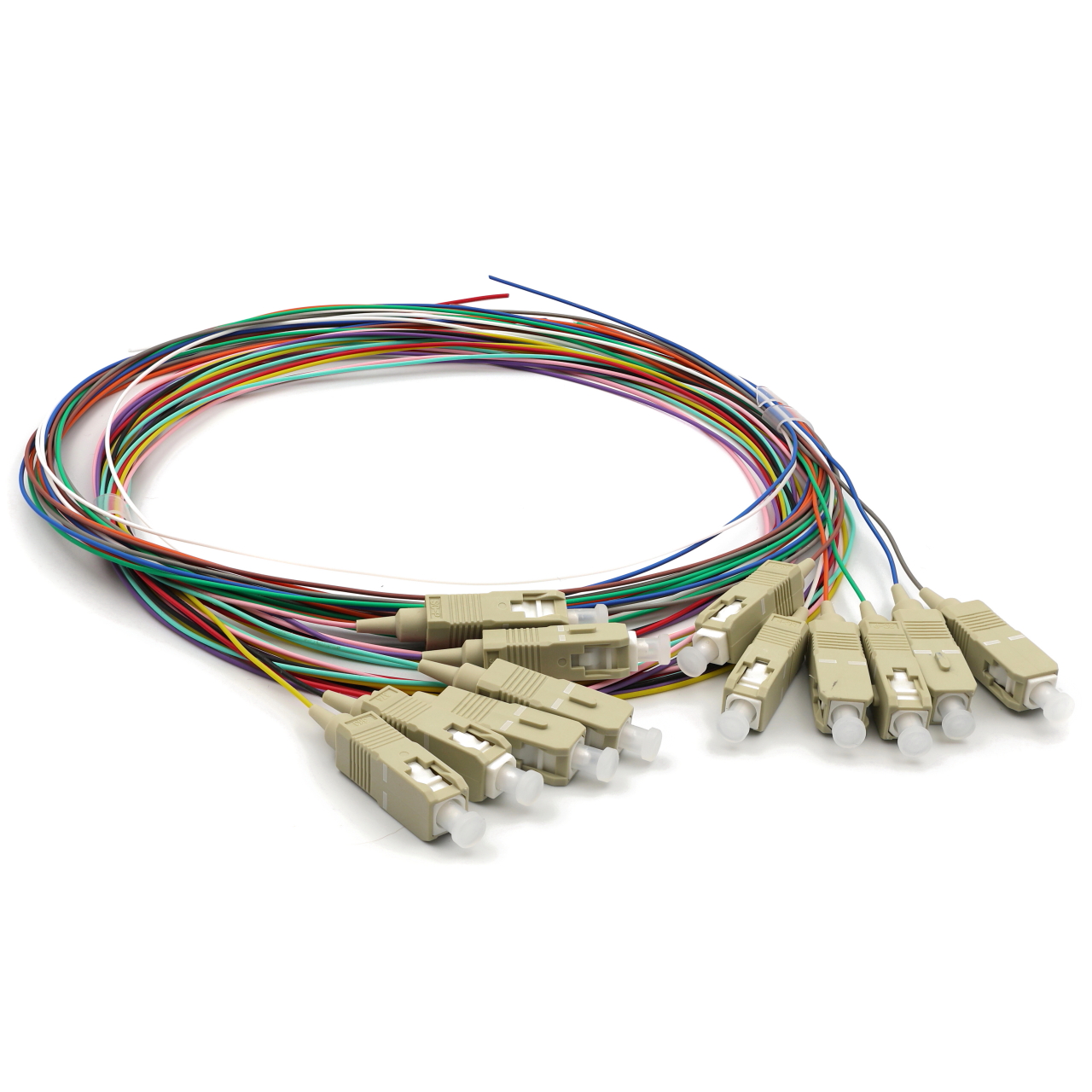 Set of colored pigtails SC/UPC 1.5 m, MM (OM3), Easy strip, 12 fibers ...