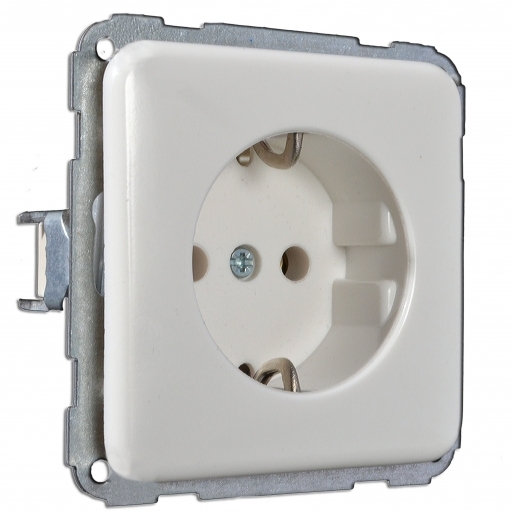 Socket with earthing contact,2pole + PE,White. buy in Kiev, Kharkov
